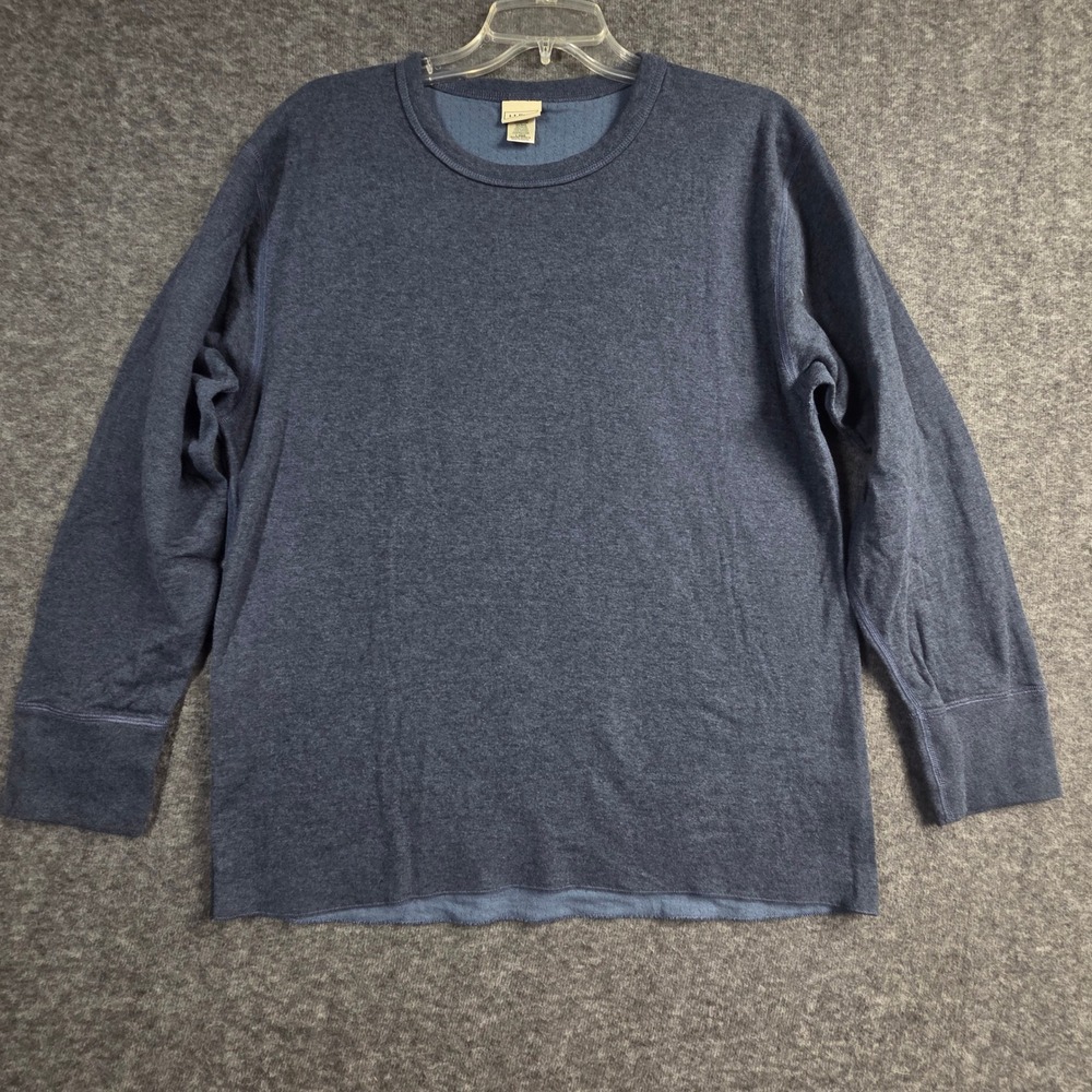 Vintage LL Bean Shirt Mens L Blue Two-Layer Cotton Wool Blend Long Sleeve Canada